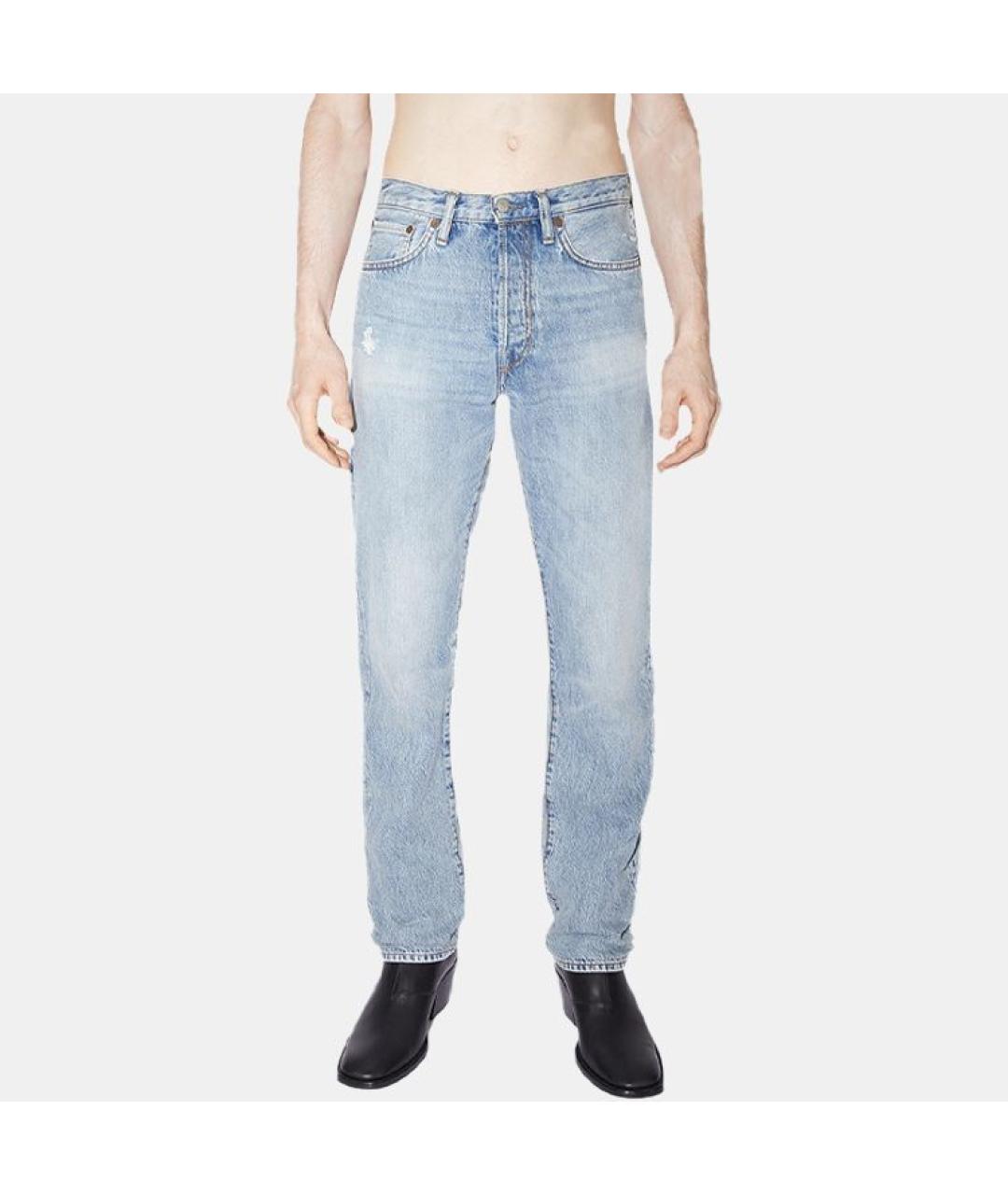 ACNE STUDIOS Голубые хлопковые прямые джинсы, фото 3