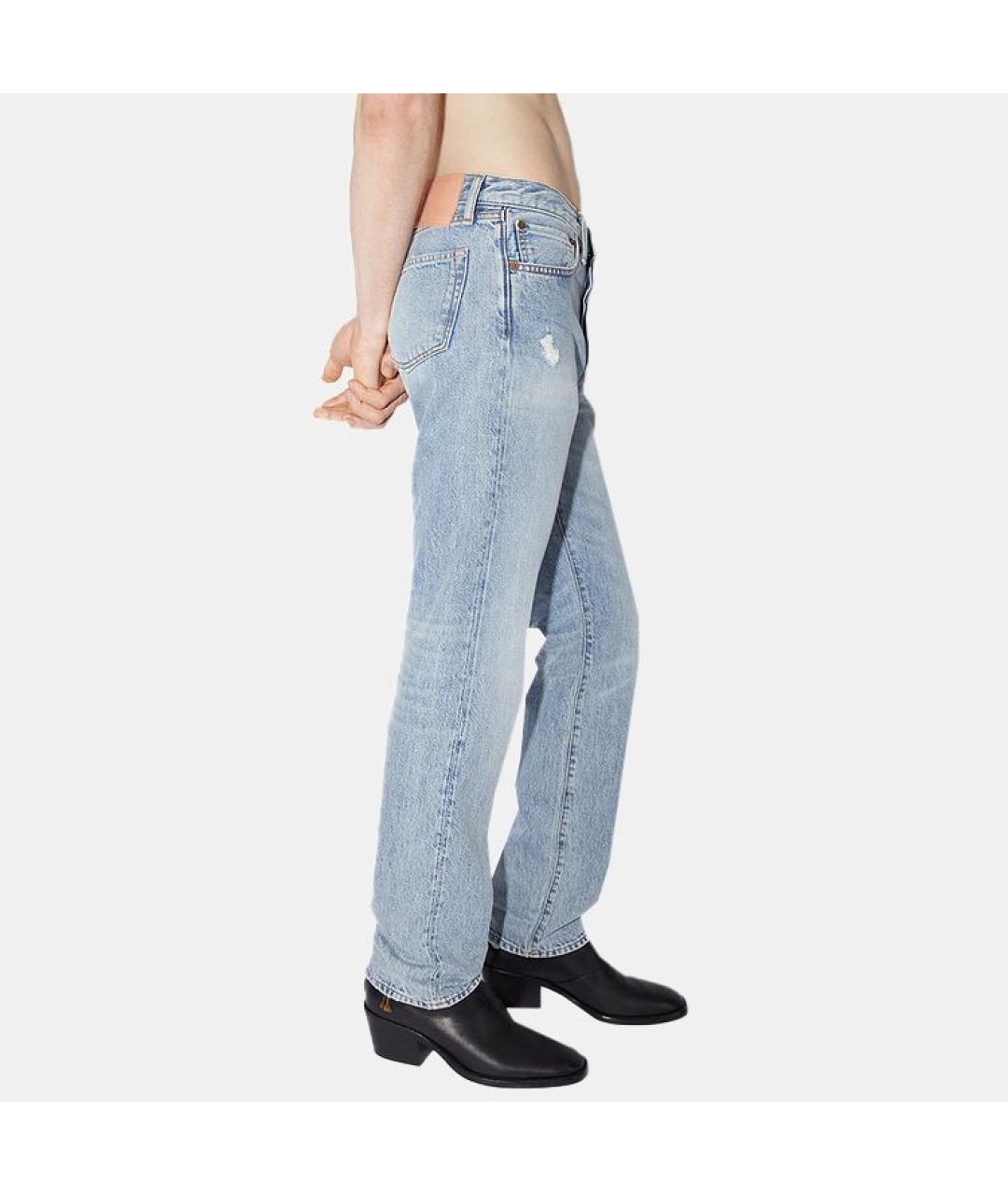 ACNE STUDIOS Голубые хлопковые прямые джинсы, фото 2