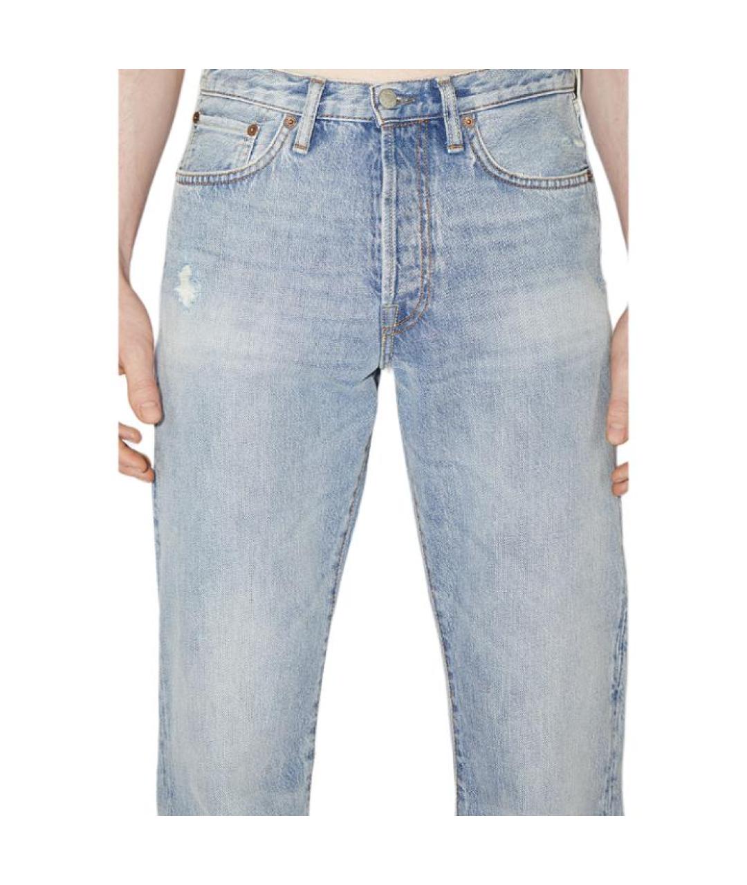 ACNE STUDIOS Голубые хлопковые прямые джинсы, фото 5