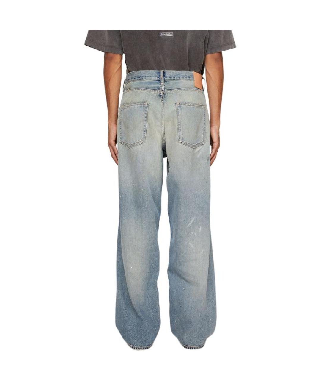 ACNE STUDIOS Голубые хлопковые прямые джинсы, фото 3