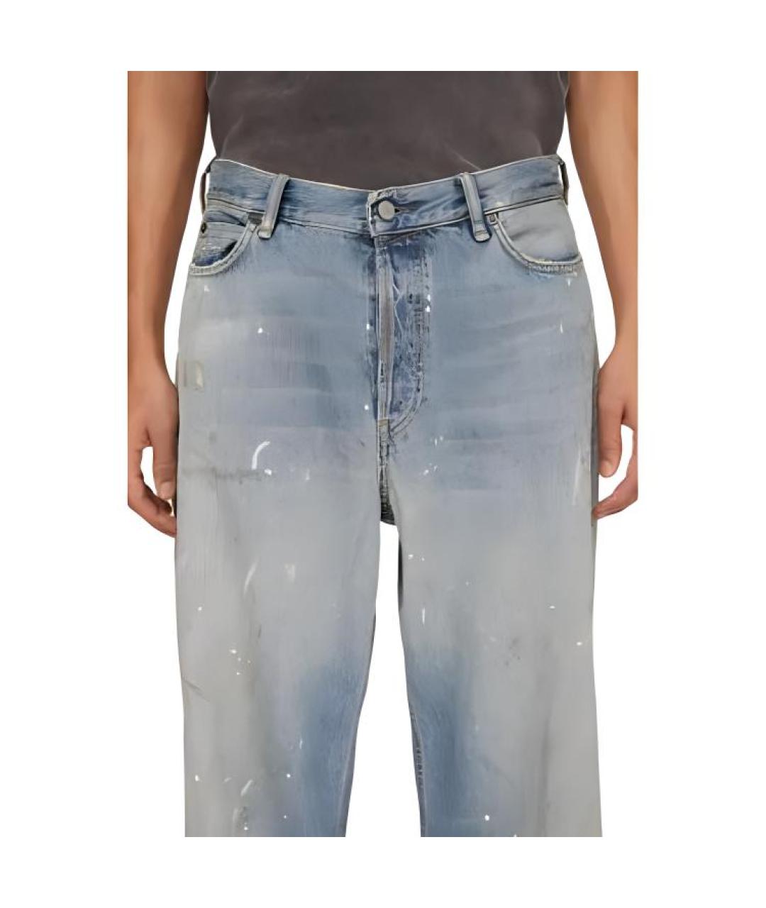 ACNE STUDIOS Голубые хлопковые прямые джинсы, фото 5