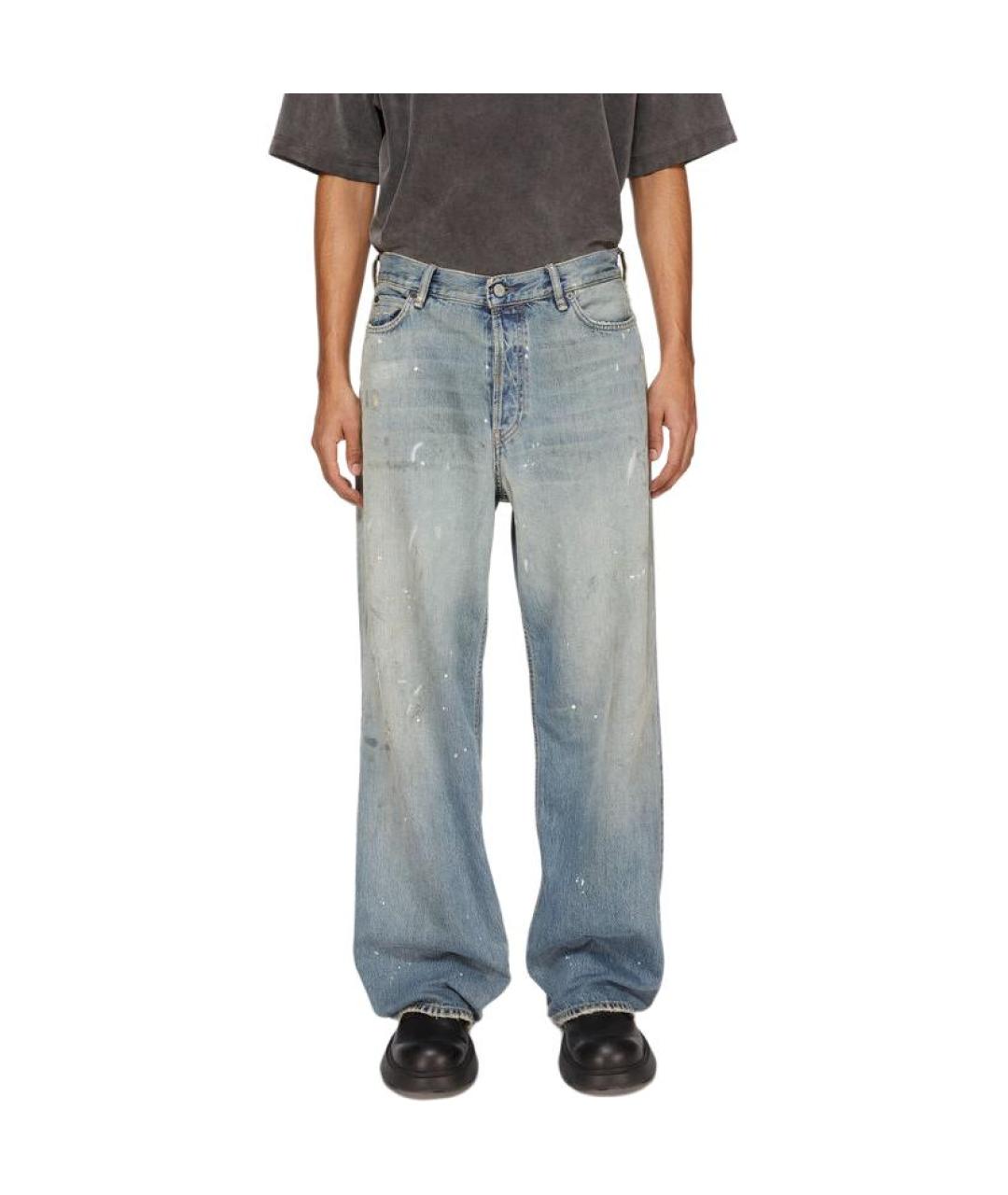 ACNE STUDIOS Голубые хлопковые прямые джинсы, фото 2