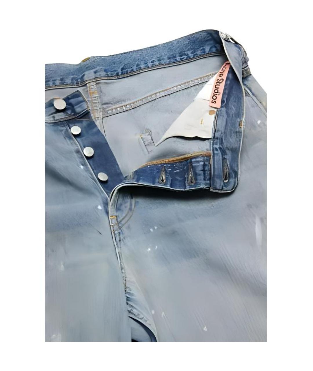 ACNE STUDIOS Голубые хлопковые прямые джинсы, фото 7