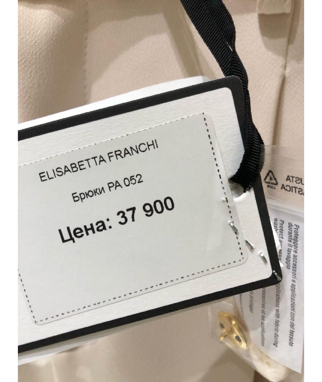 ELISABETTA FRANCHI Белые полиэстеровые брюки широкие, фото 7