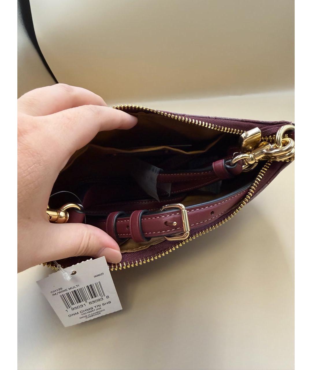 COACH Бордовая тканевая сумка через плечо, фото 6