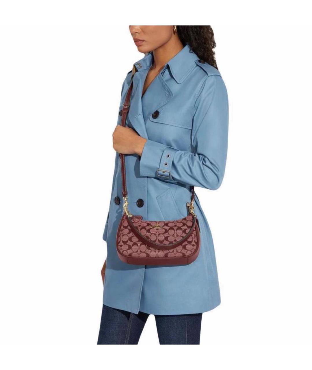 COACH Бордовая тканевая сумка через плечо, фото 2