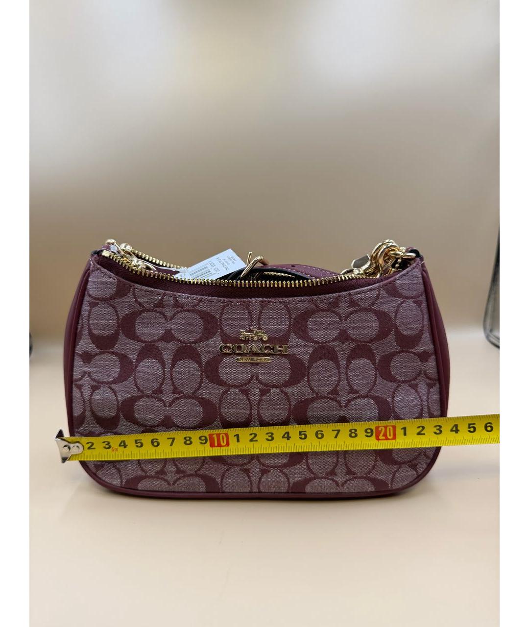 COACH Бордовая тканевая сумка через плечо, фото 3
