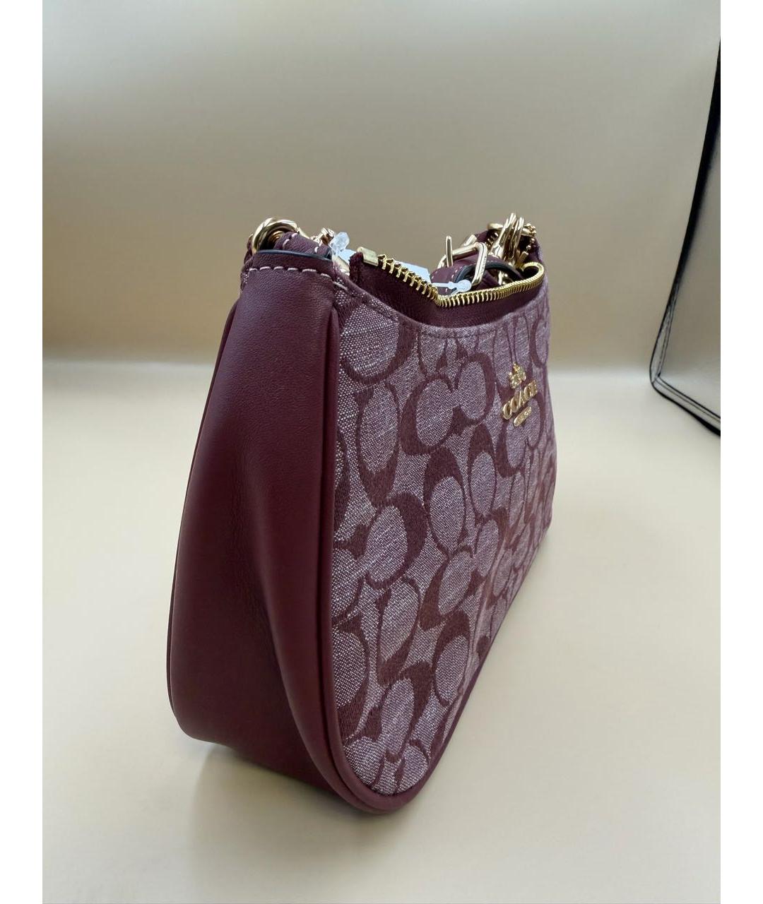 COACH Бордовая тканевая сумка через плечо, фото 5