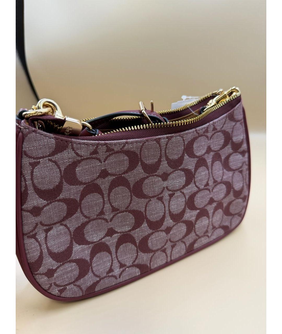 COACH Бордовая тканевая сумка через плечо, фото 7