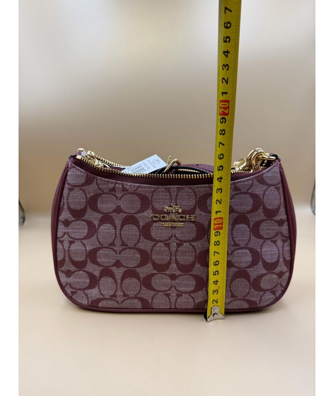COACH Бордовая тканевая сумка через плечо, фото 4