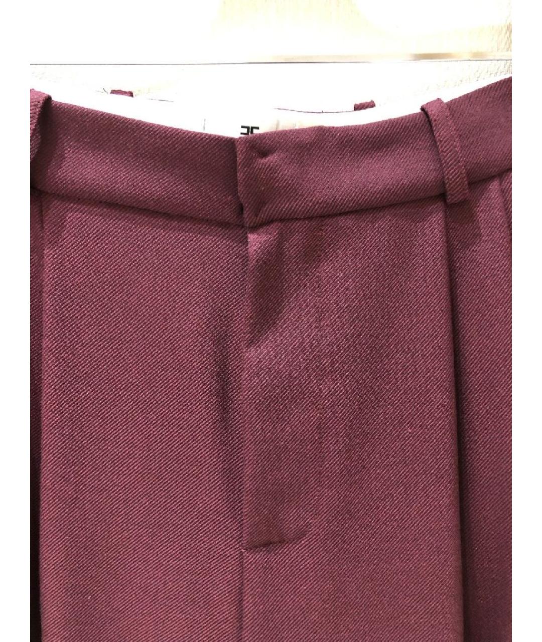 ELISABETTA FRANCHI Бордовые шерстяные брюки широкие, фото 4