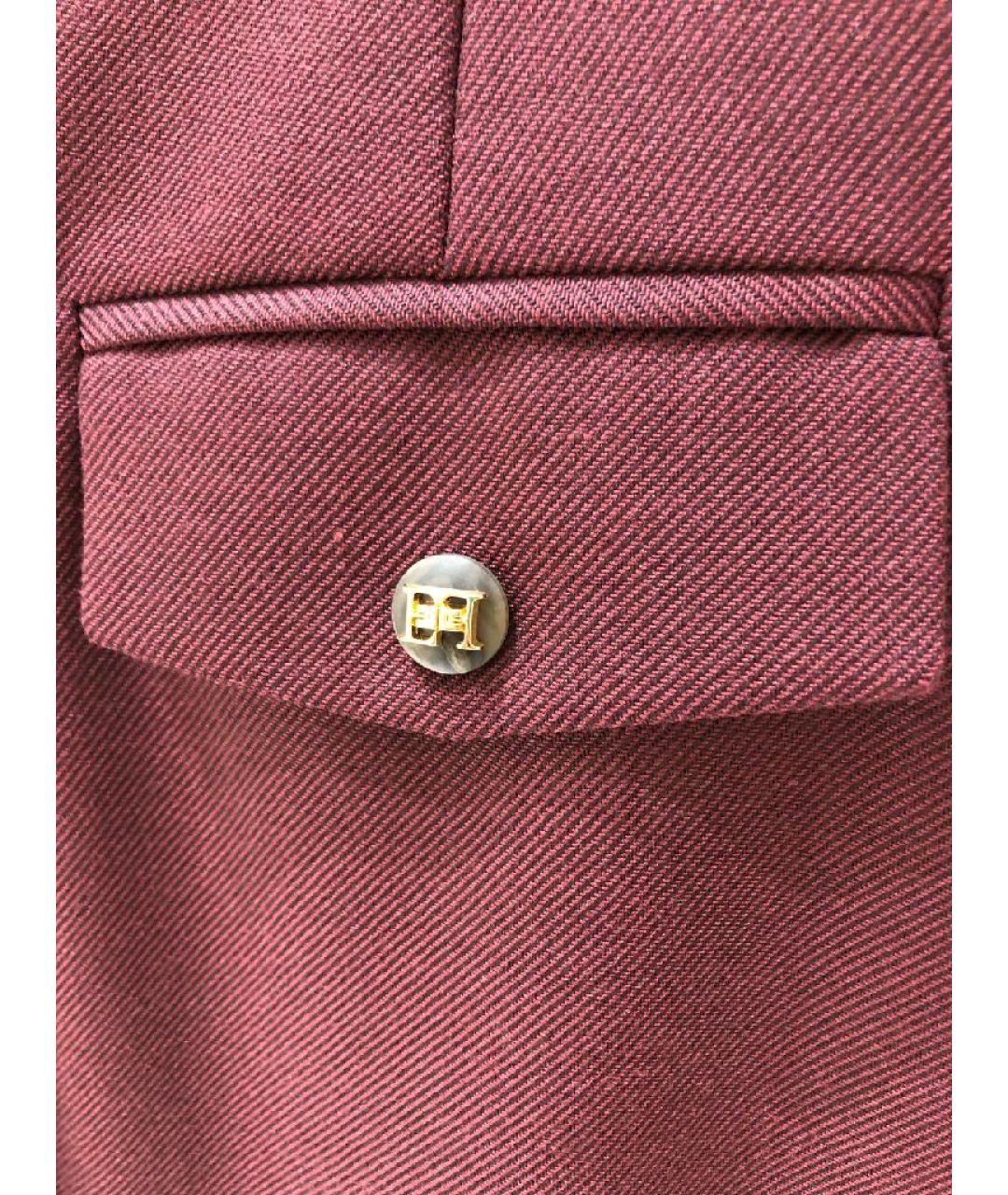 ELISABETTA FRANCHI Бордовые шерстяные брюки широкие, фото 6