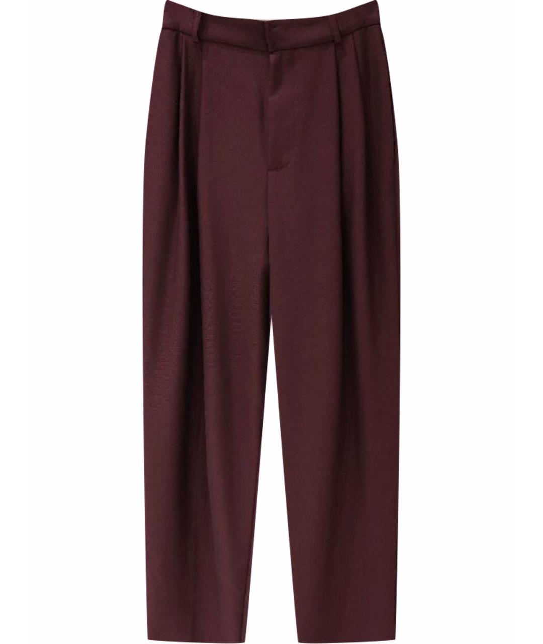 ELISABETTA FRANCHI Бордовые шерстяные брюки широкие, фото 1