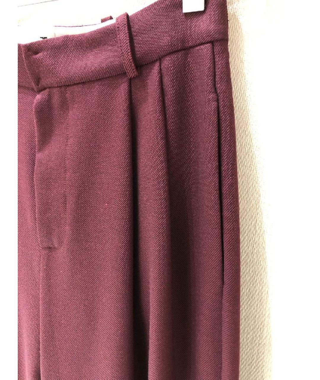 ELISABETTA FRANCHI Бордовые шерстяные брюки широкие, фото 5