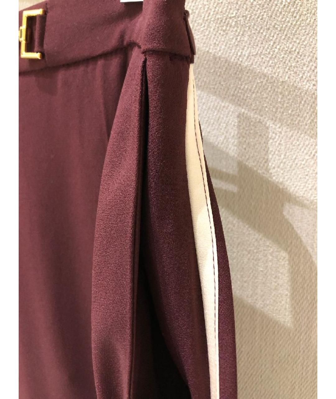 ELISABETTA FRANCHI Бордовые ацетатные брюки широкие, фото 6