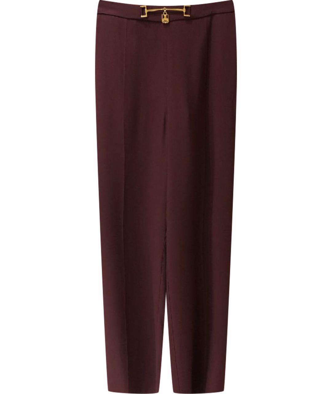 ELISABETTA FRANCHI Бордовые ацетатные брюки широкие, фото 1