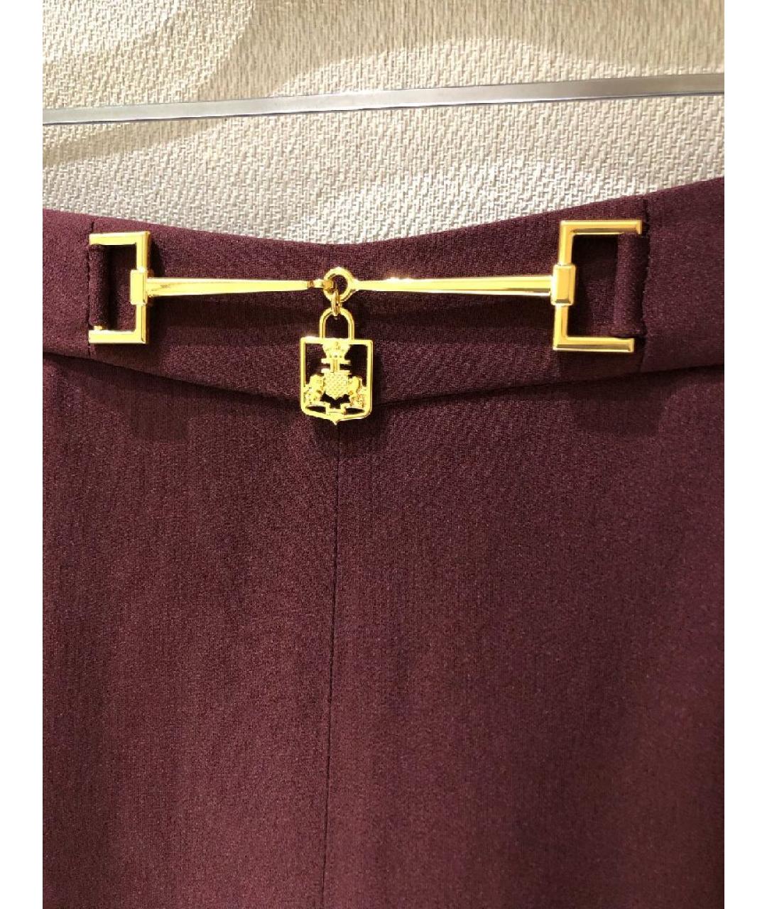 ELISABETTA FRANCHI Бордовые ацетатные брюки широкие, фото 5