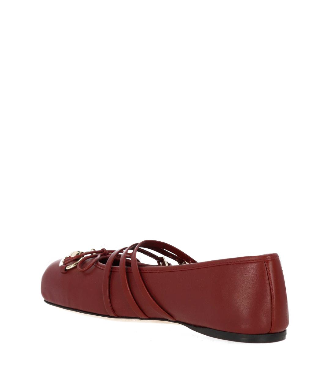 GUCCI Бордовые кожаные балетки, фото 3
