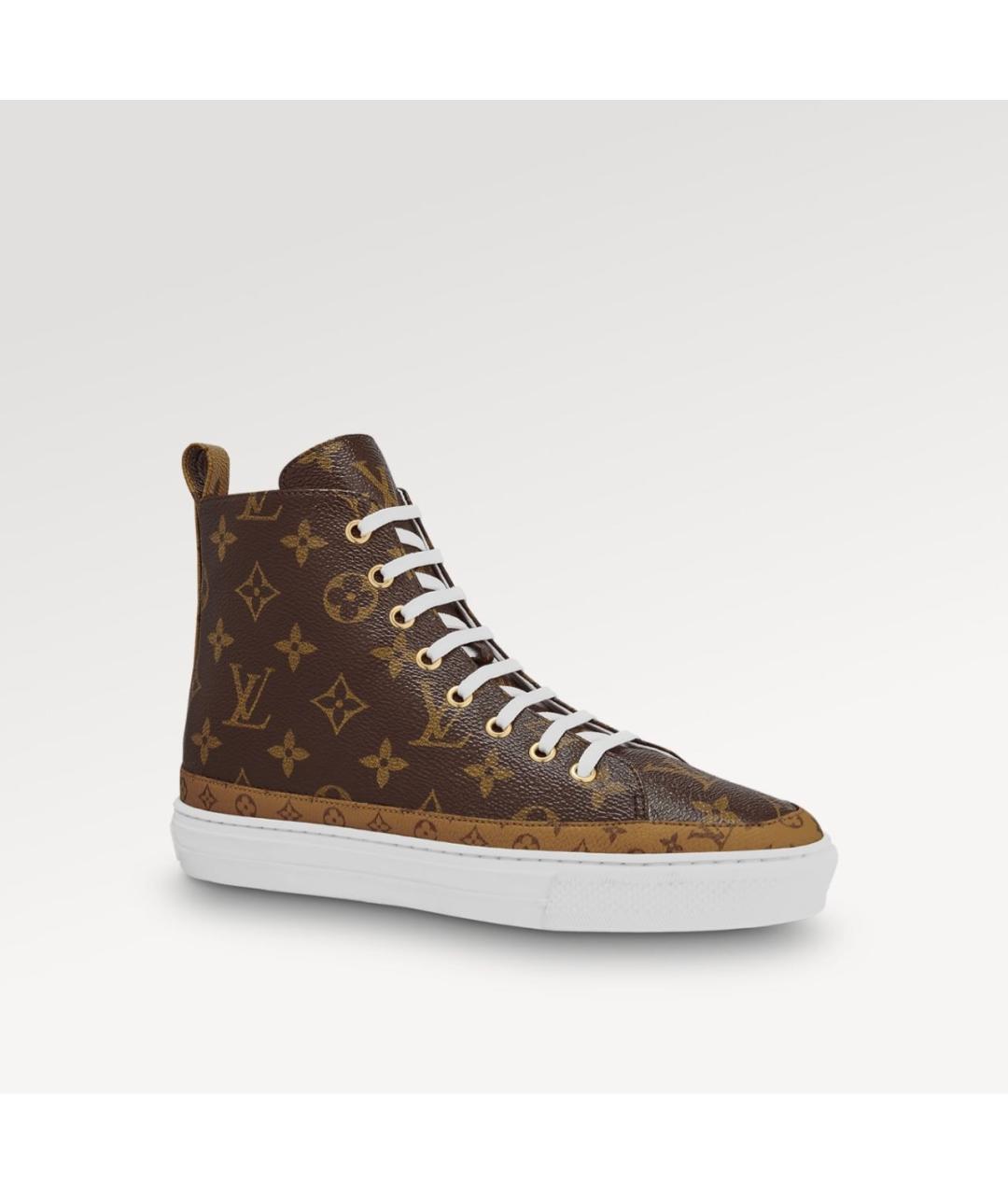 LOUIS VUITTON Коричневые кожаные кеды, фото 6