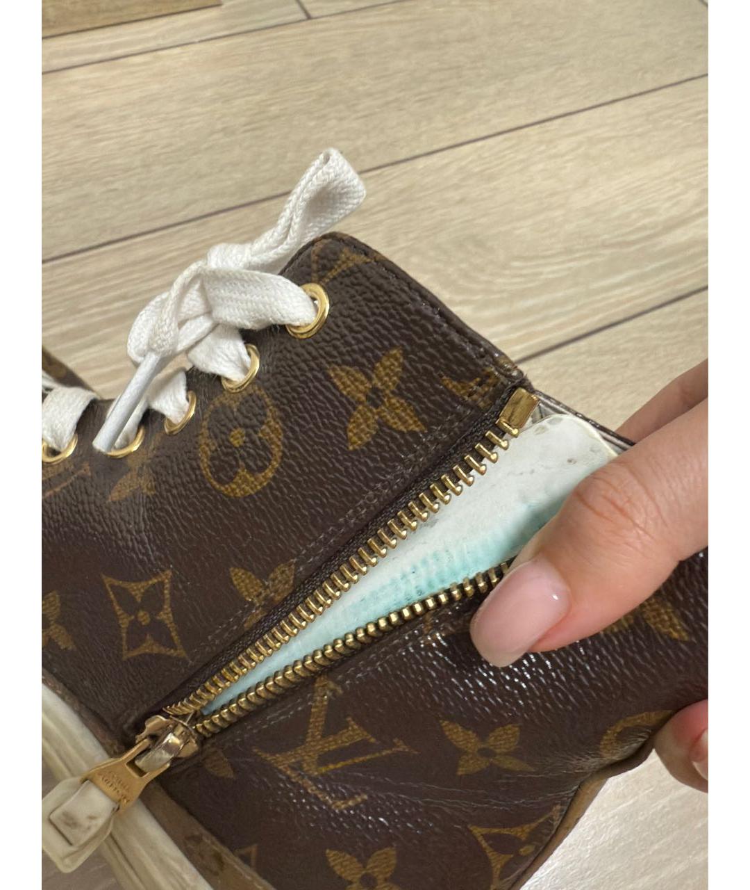 LOUIS VUITTON Коричневые кожаные кеды, фото 4