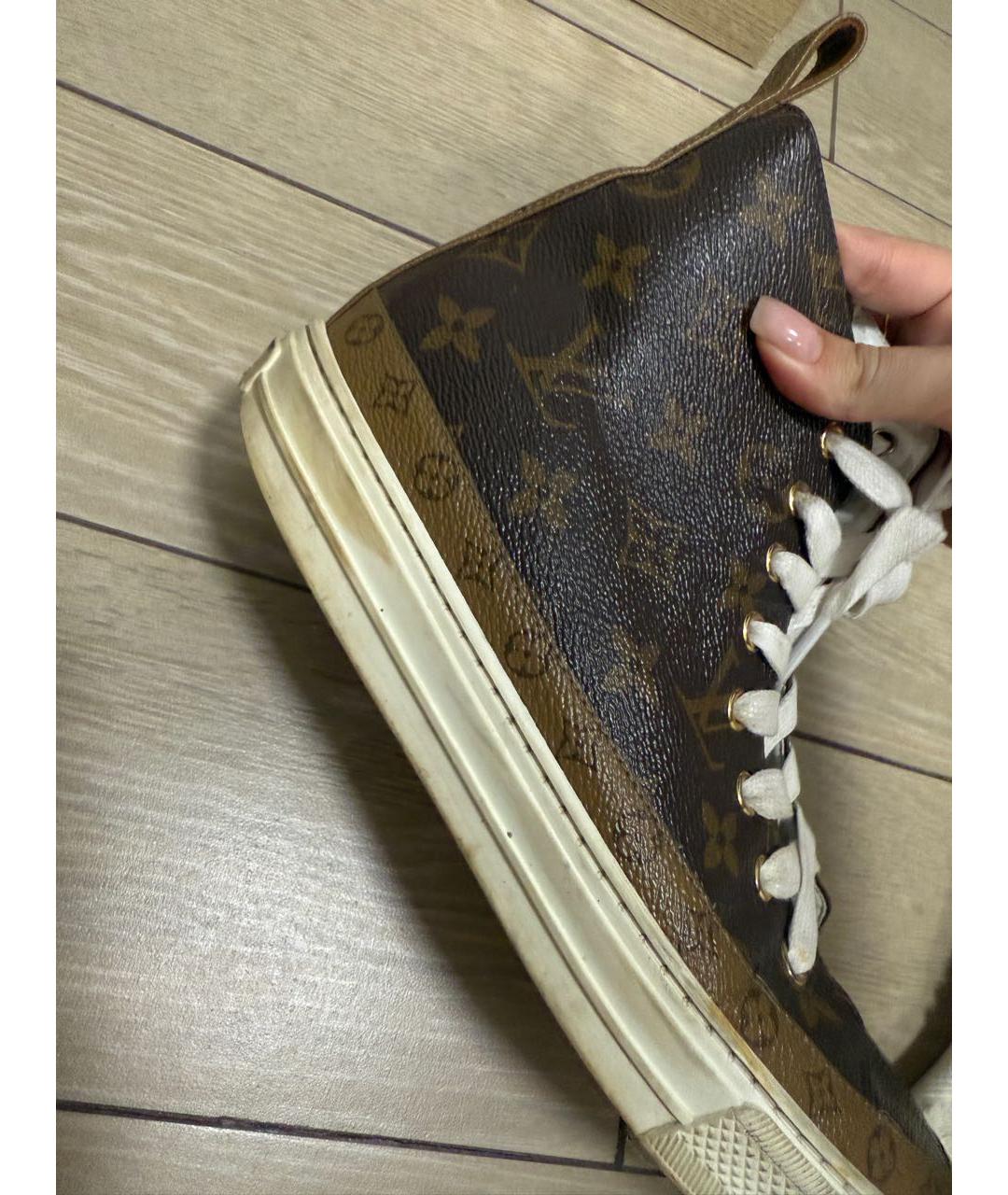 LOUIS VUITTON Коричневые кожаные кеды, фото 3