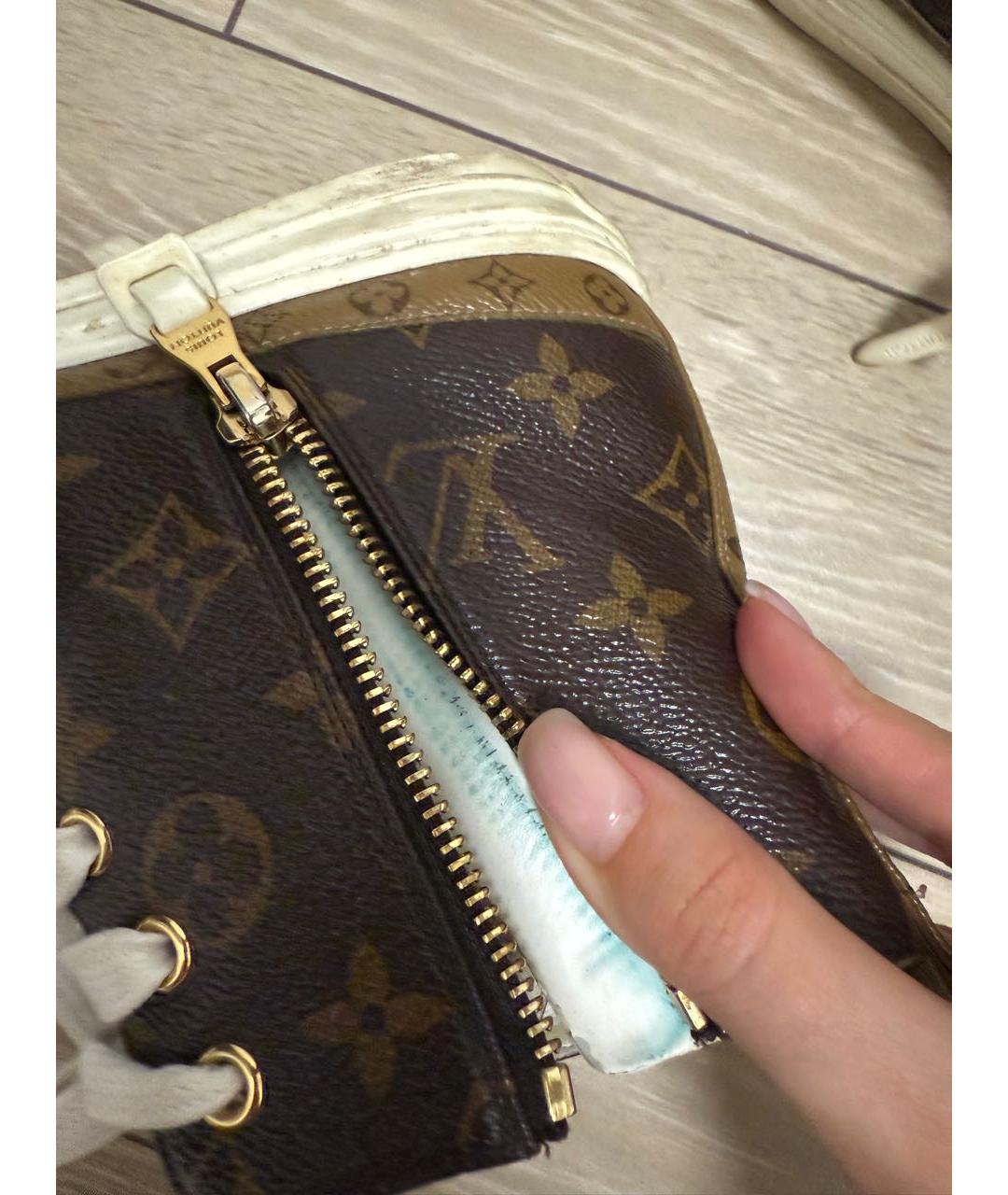 LOUIS VUITTON Коричневые кожаные кеды, фото 5