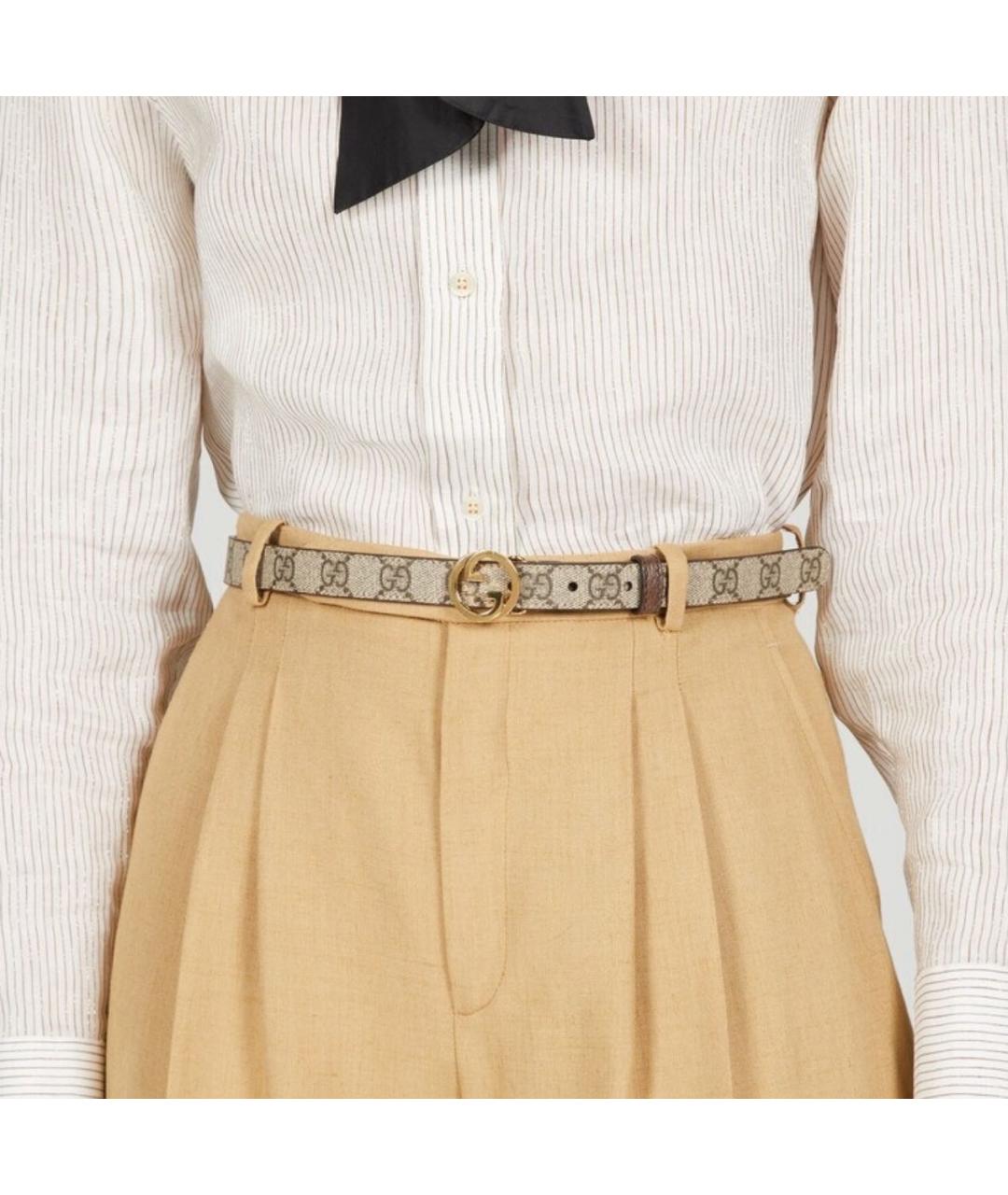 GUCCI Бежевый кожаный ремень, фото 3