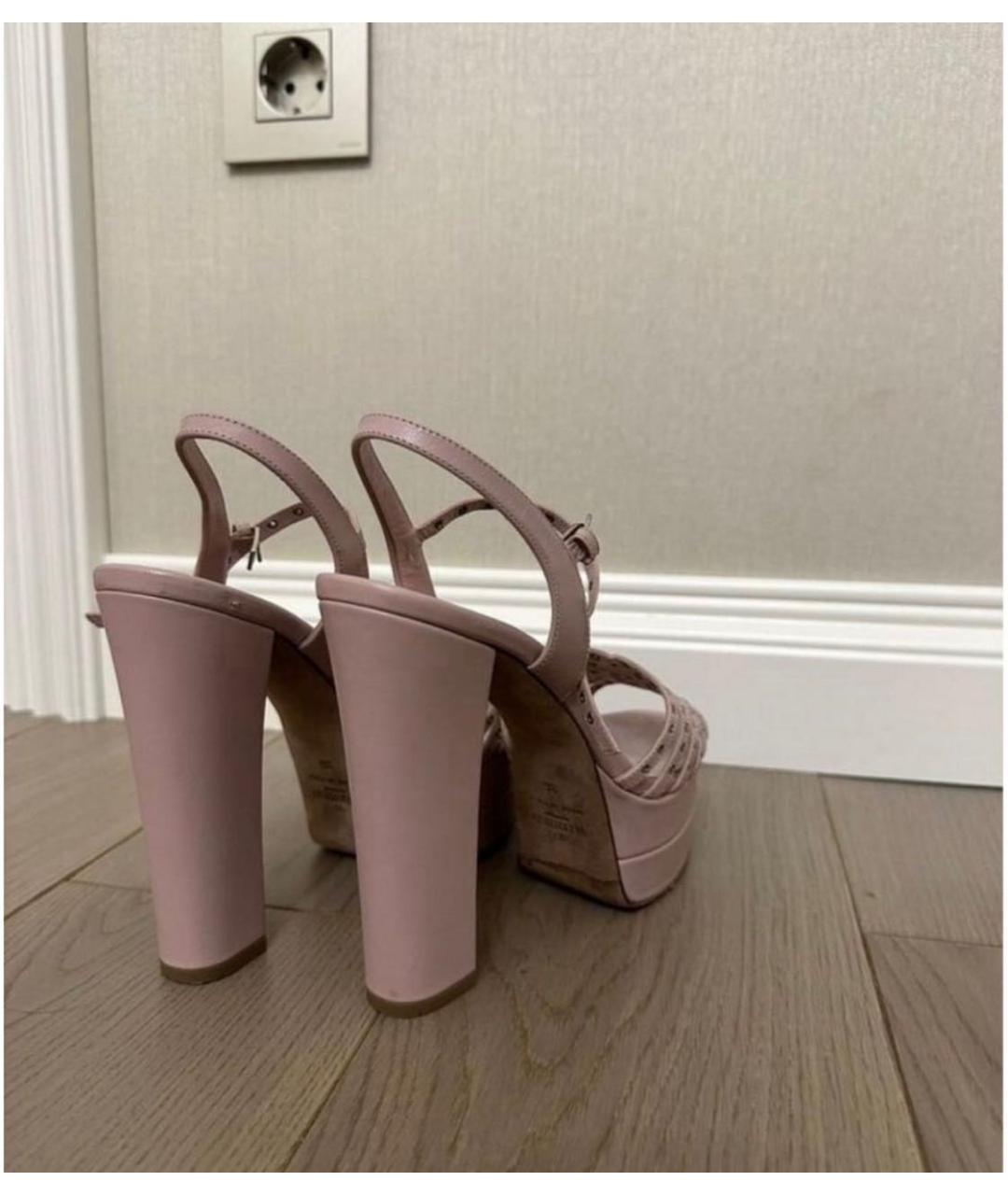 VALENTINO Розовые кожаные босоножки, фото 3