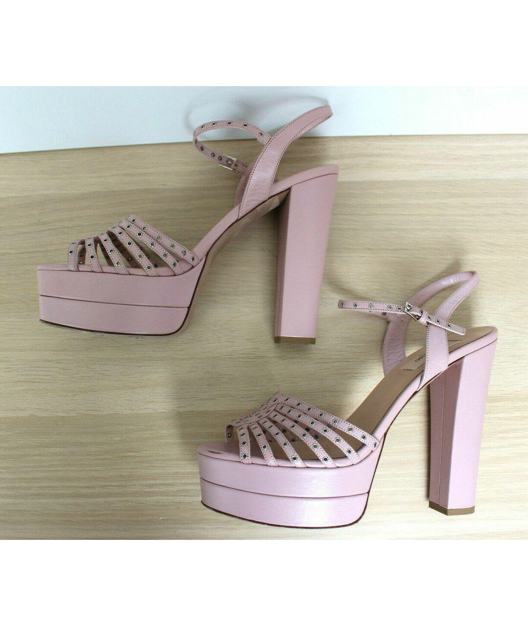 VALENTINO Розовые кожаные босоножки, фото 4