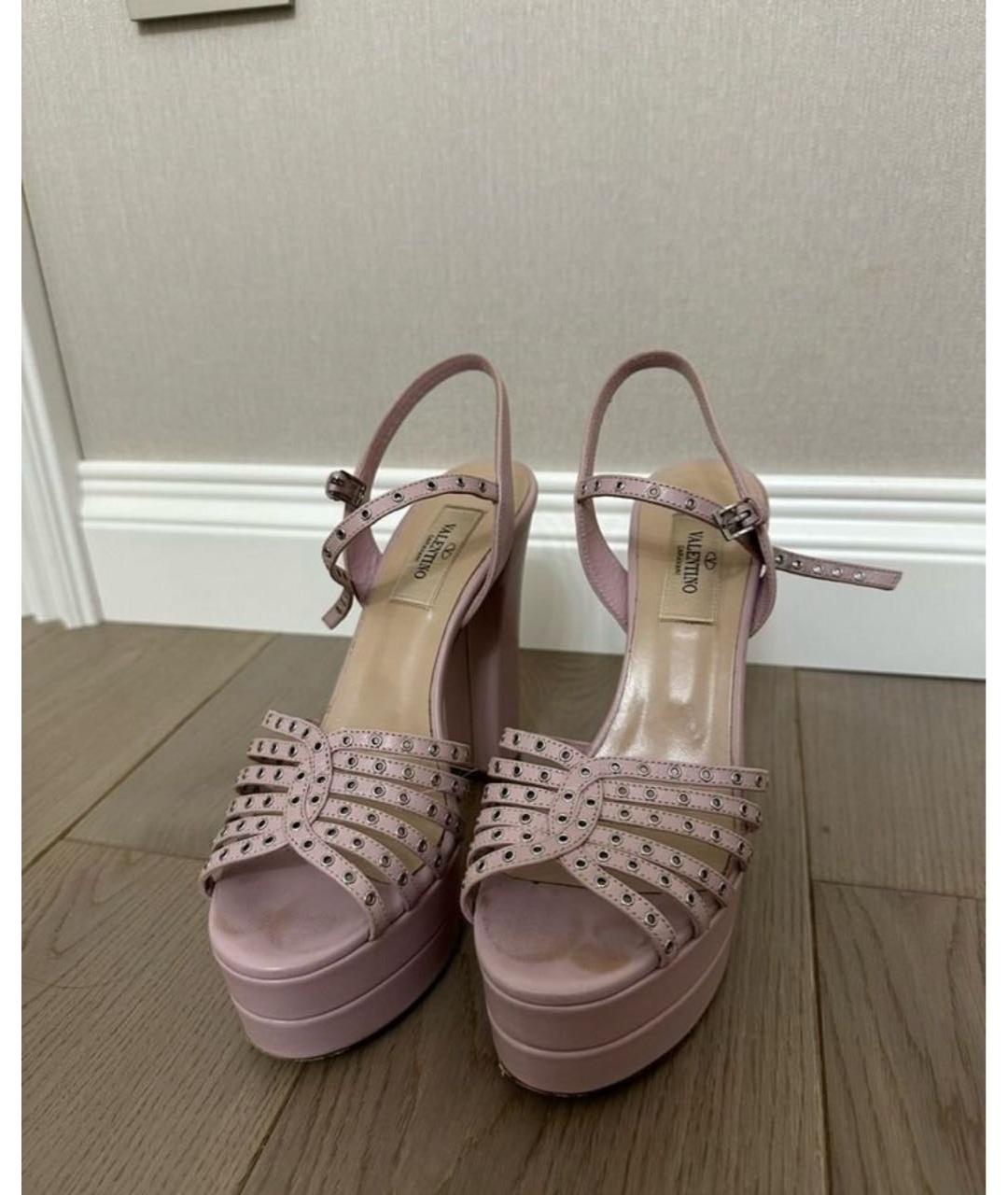 VALENTINO Розовые кожаные босоножки, фото 2