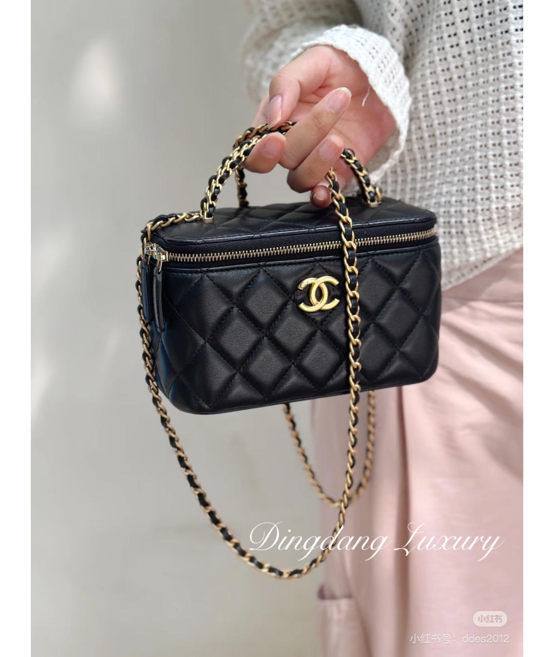 CHANEL Черная кожаная косметичка, фото 6