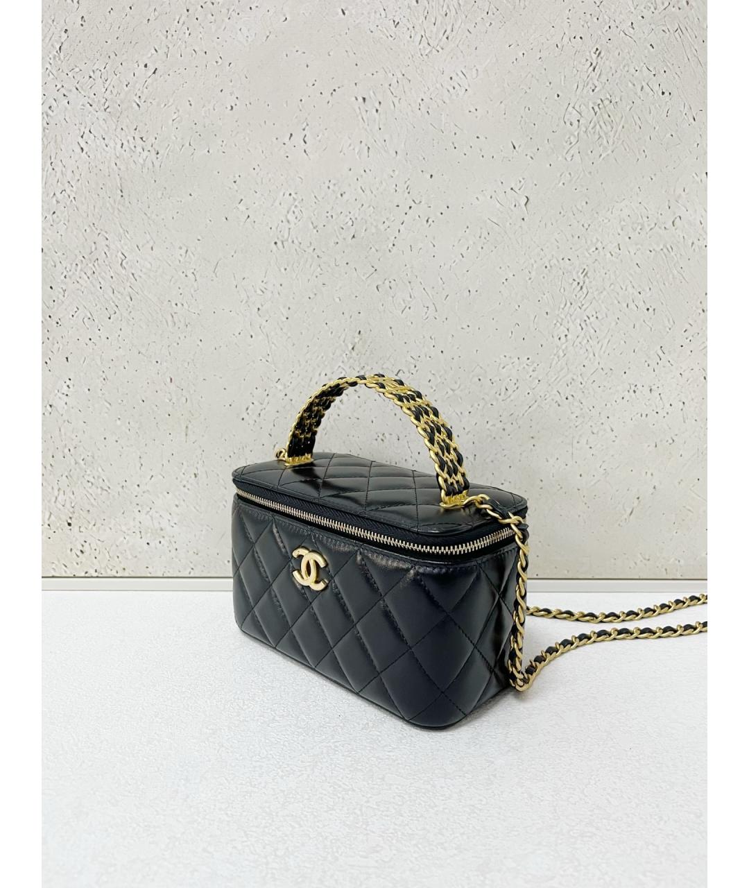 CHANEL Черная кожаная косметичка, фото 4