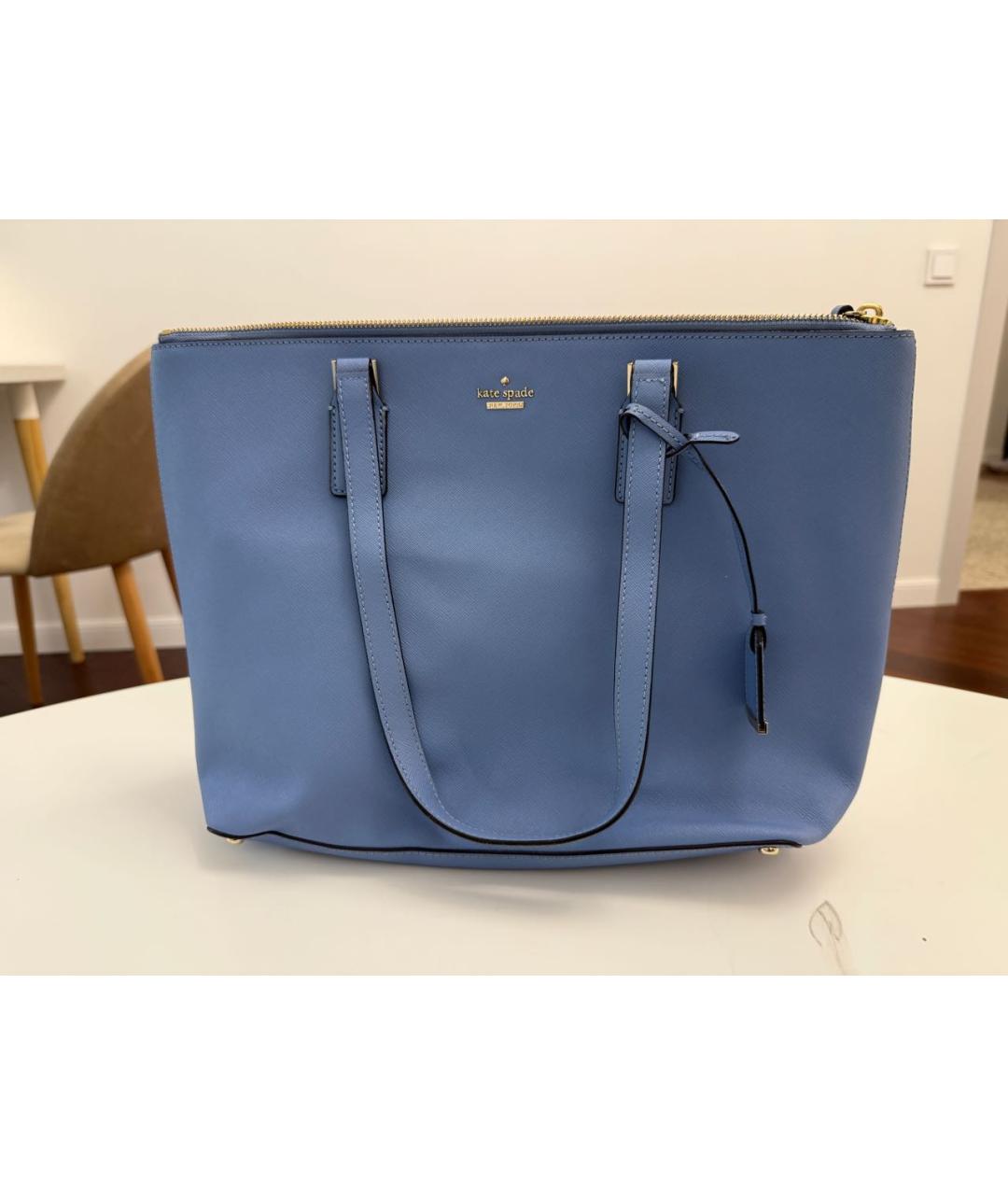 KATE SPADE Голубая кожаная сумка тоут, фото 2