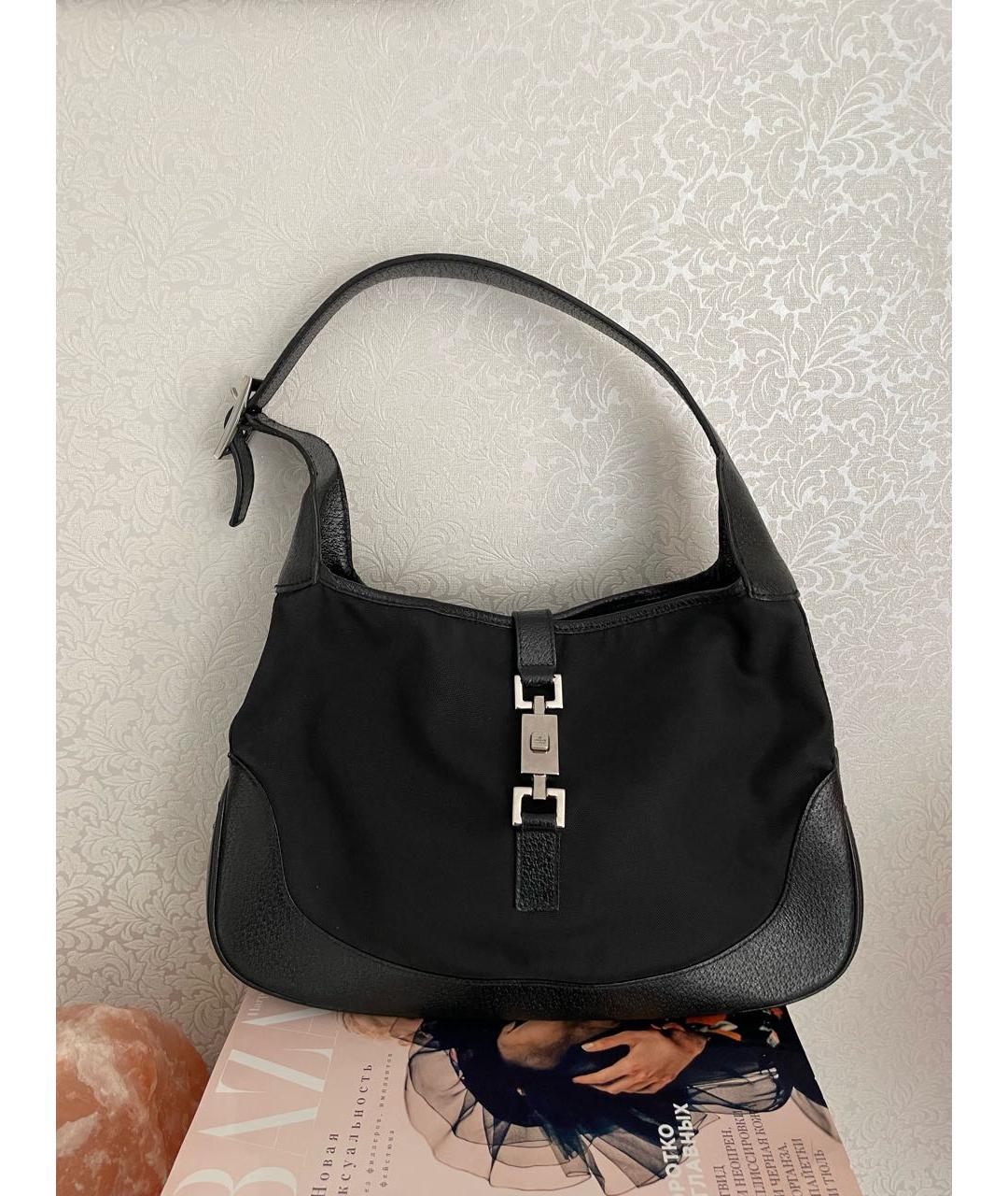 GUCCI Черная тканевая сумка с короткими ручками, фото 7
