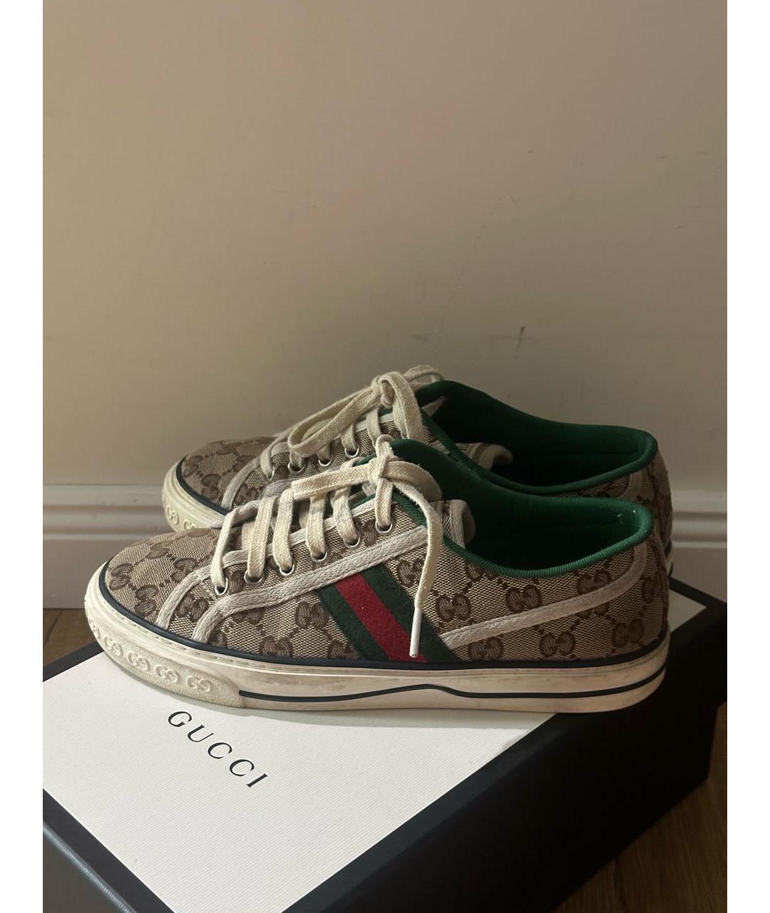 GUCCI Бежевые текстильные кеды, фото 9