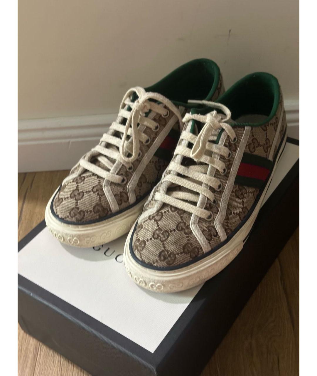GUCCI Бежевые текстильные кеды, фото 2