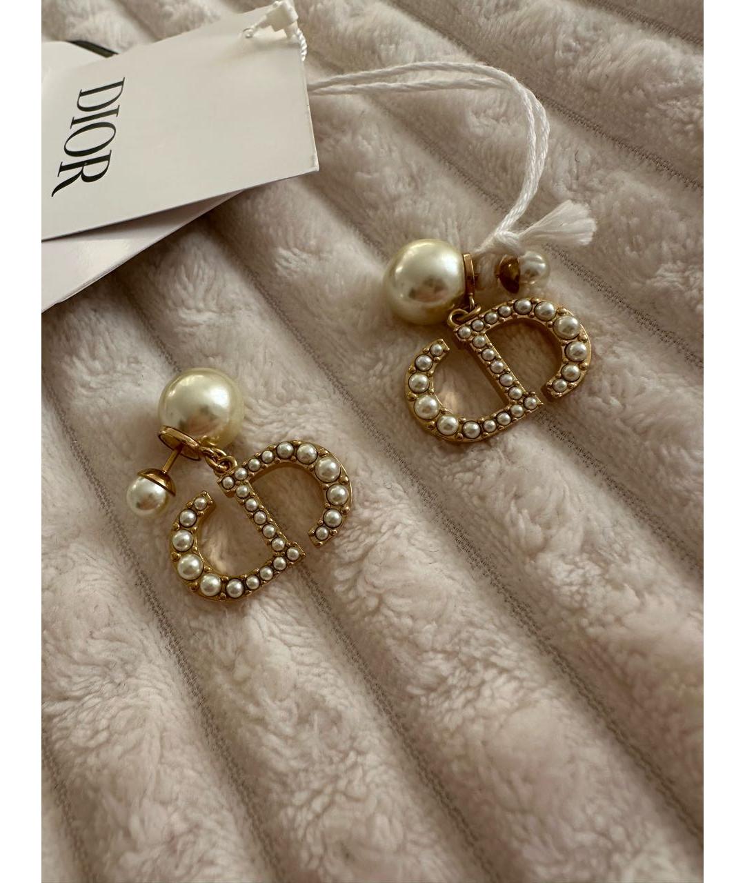 CHRISTIAN DIOR Золотые латунные серьги, фото 4