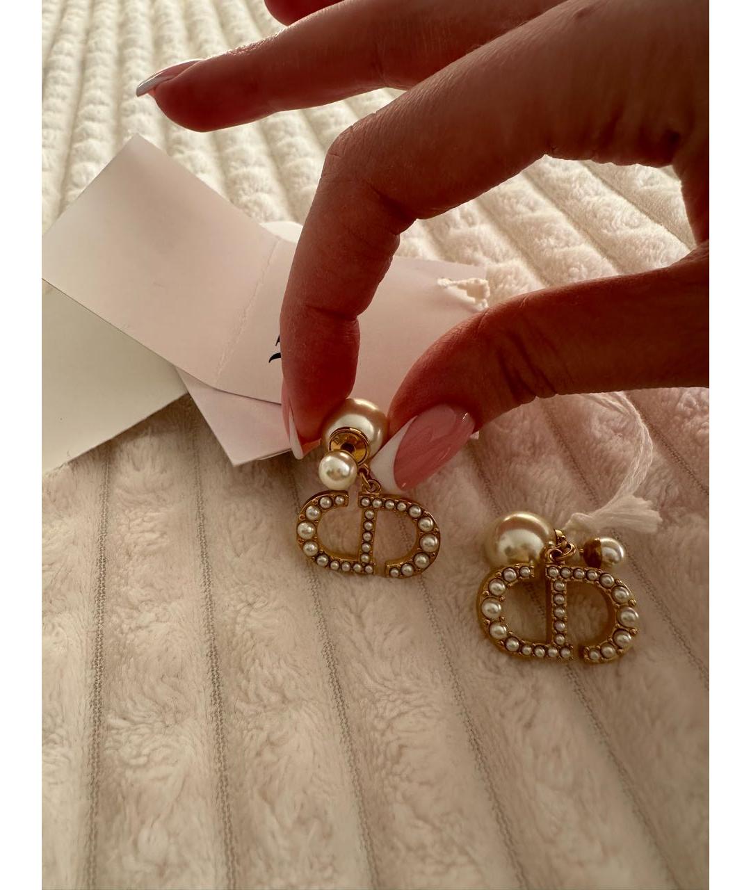 CHRISTIAN DIOR Золотые латунные серьги, фото 2