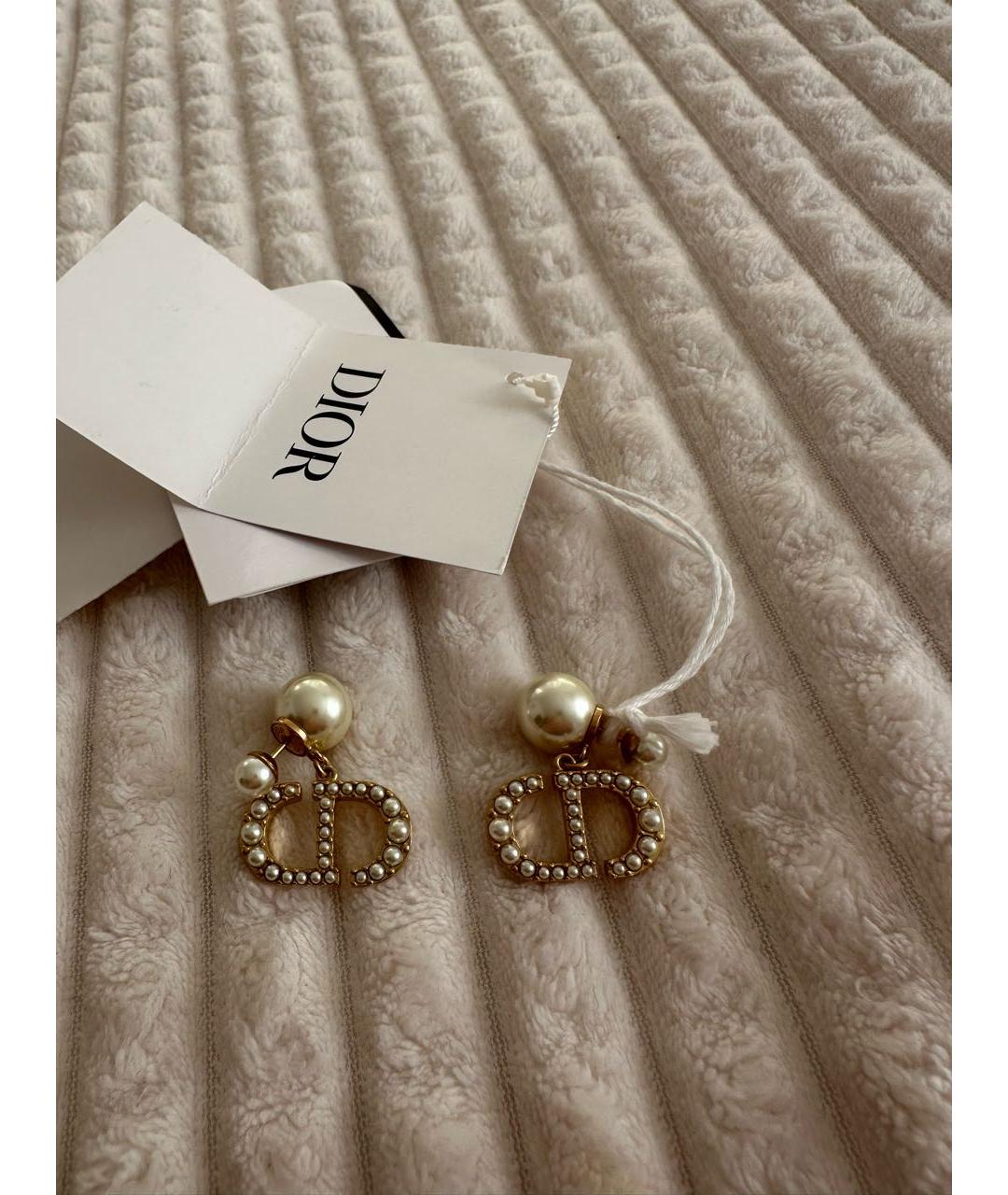 CHRISTIAN DIOR Золотые латунные серьги, фото 3