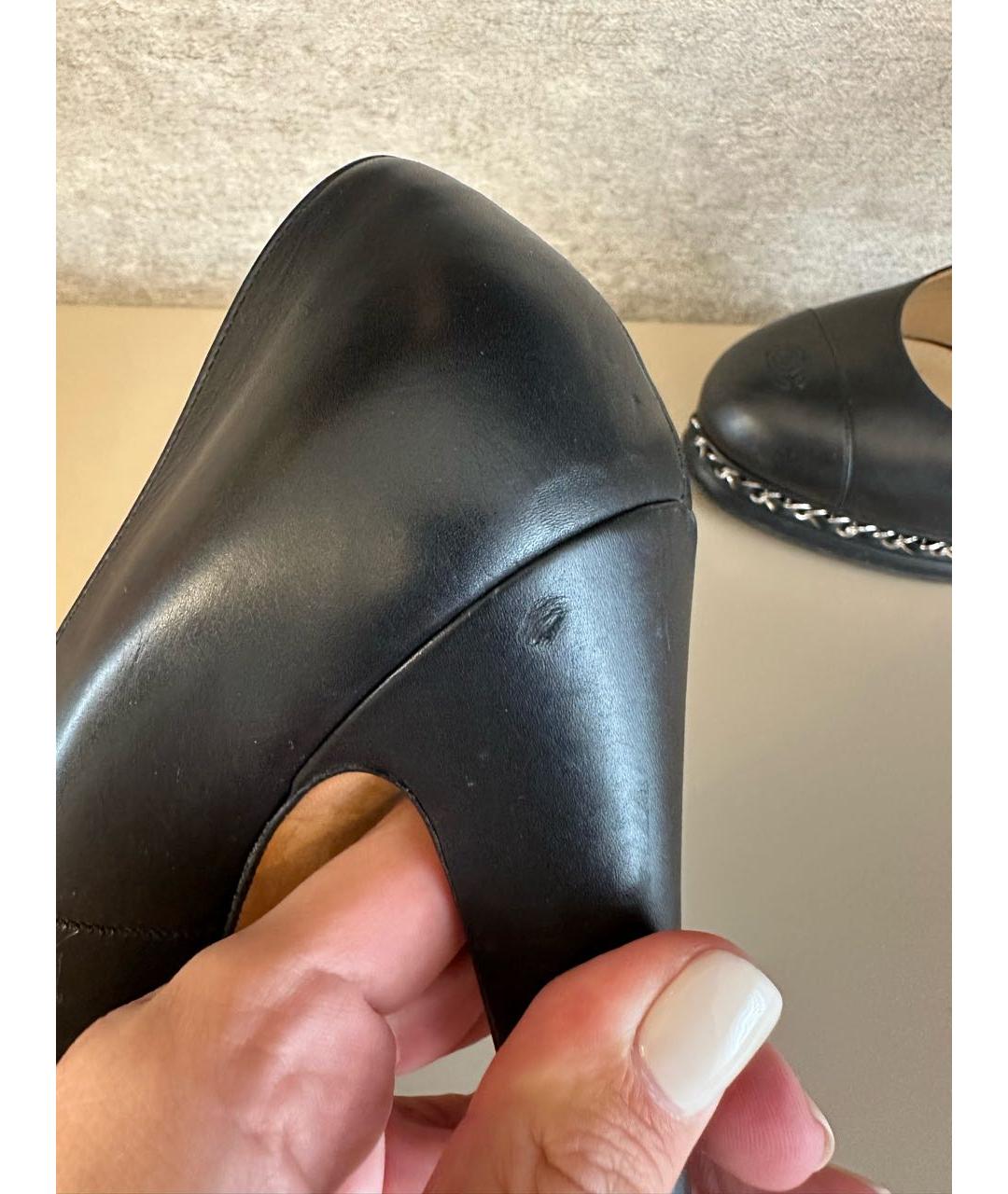 CHANEL Черные кожаные туфли, фото 5