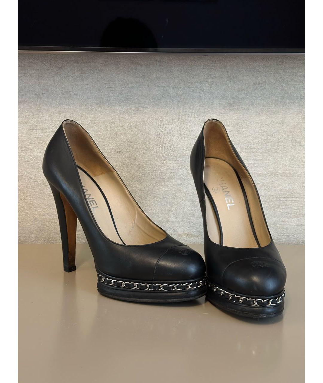 CHANEL Черные кожаные туфли, фото 7