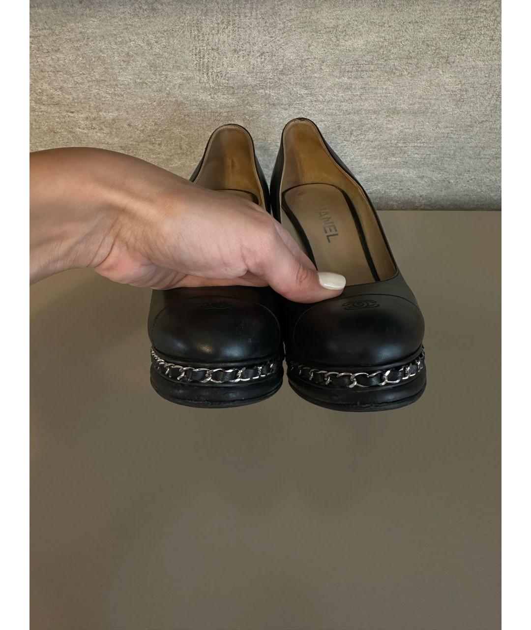 CHANEL Черные кожаные туфли, фото 6