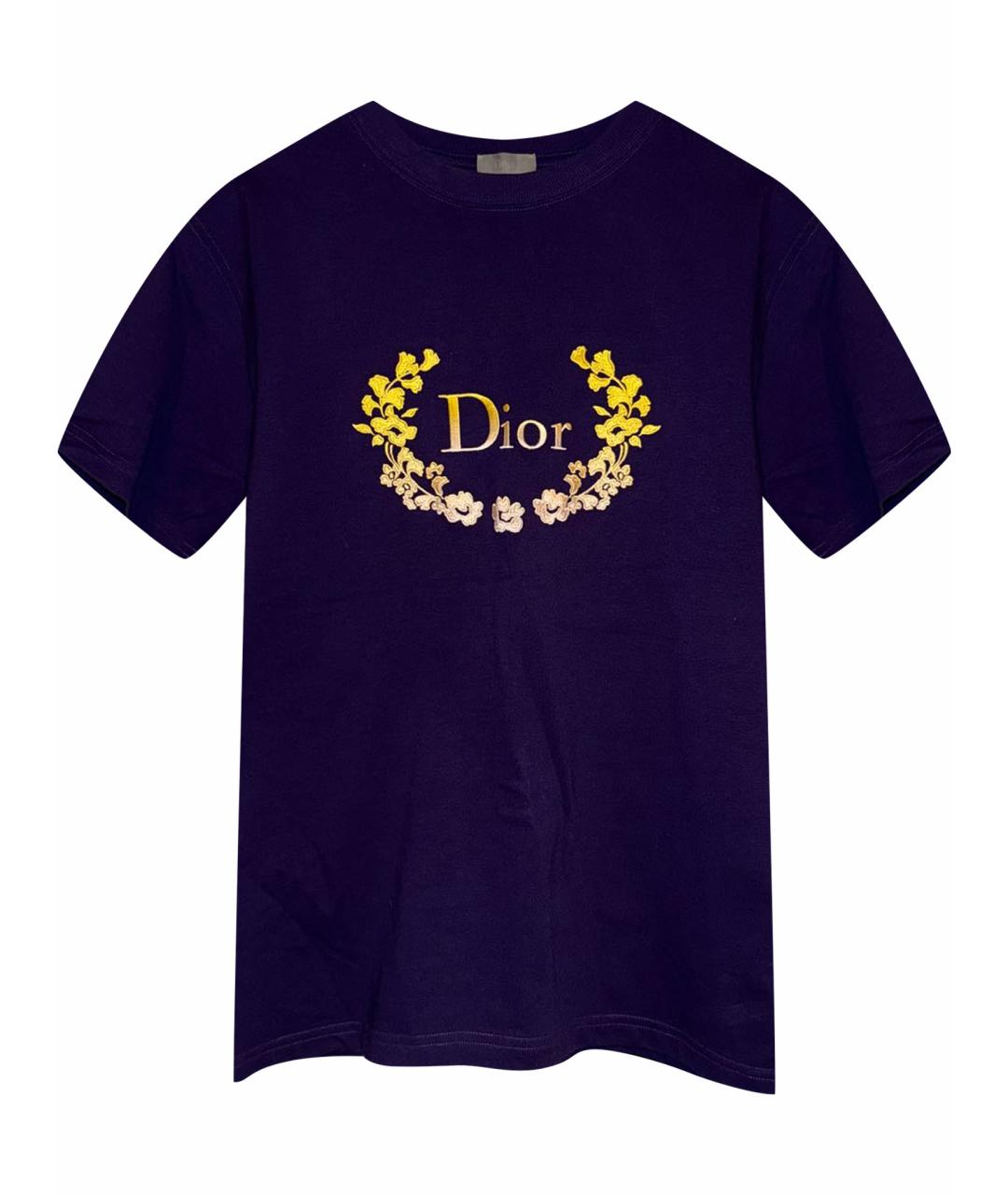 CHRISTIAN DIOR Фиолетовая хлопковая футболка, фото 1
