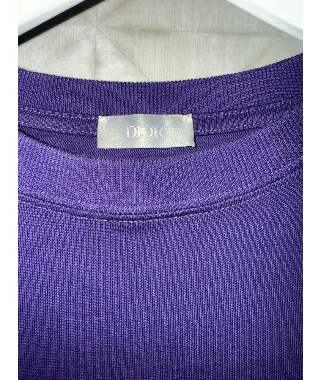 CHRISTIAN DIOR Фиолетовая хлопковая футболка, фото 4