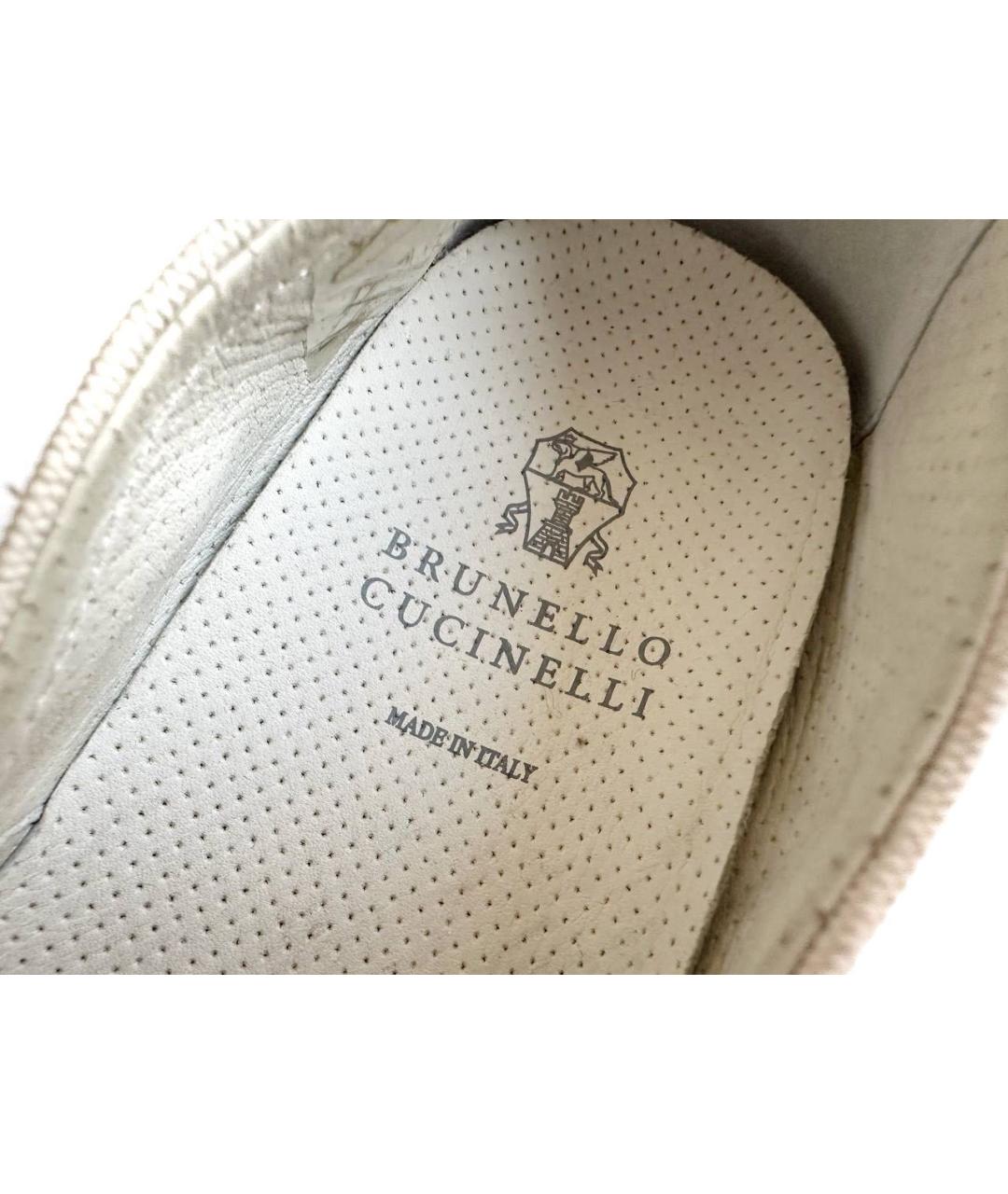 BRUNELLO CUCINELLI Бежевые текстильные лоферы/мокасины, фото 5