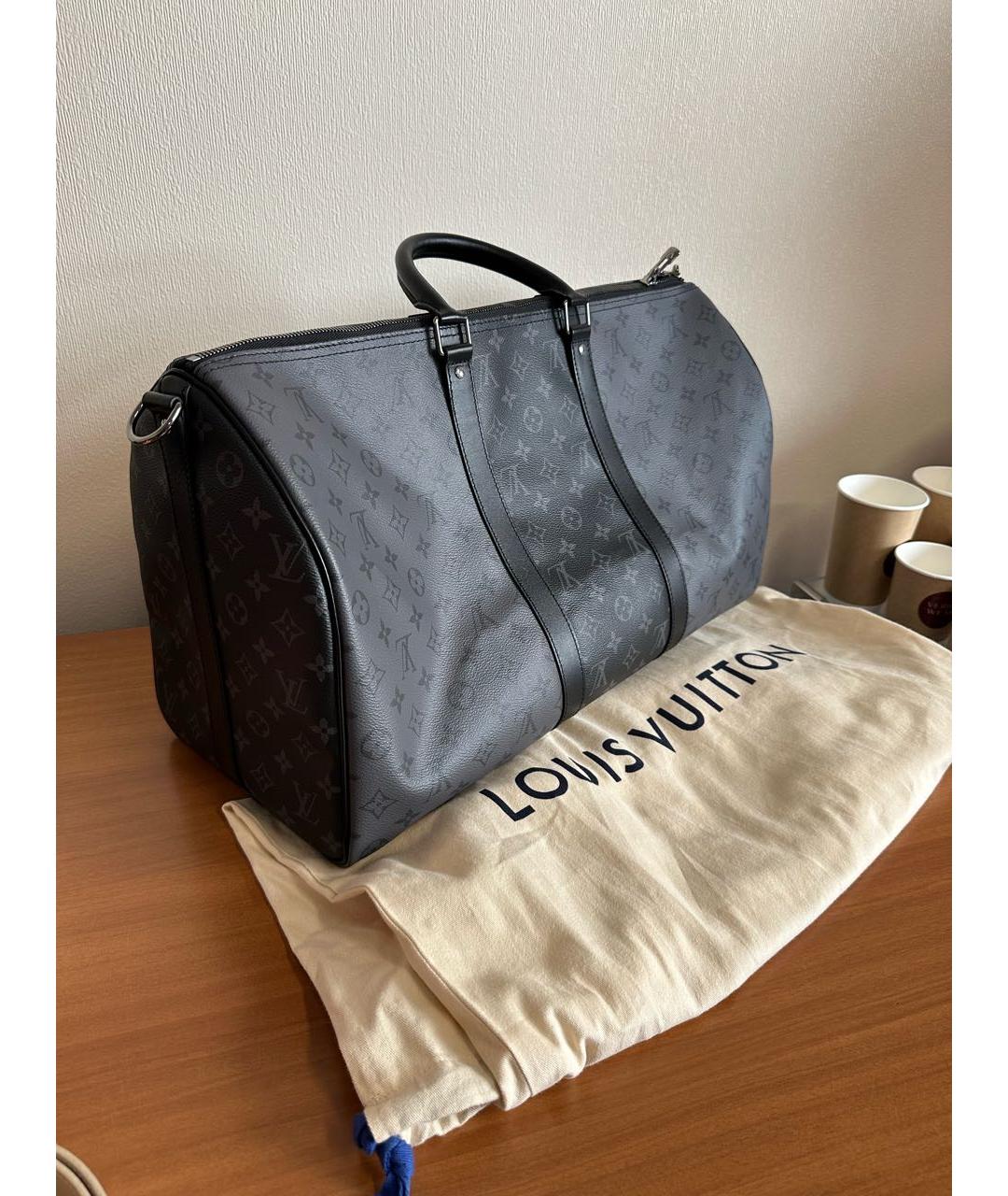 LOUIS VUITTON Антрацитовая дорожная/спортивная сумка, фото 3