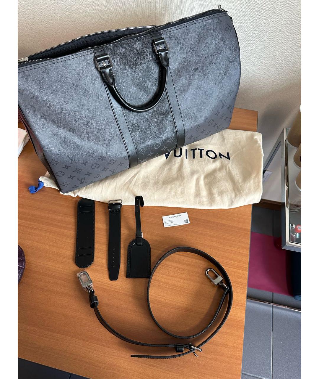 LOUIS VUITTON Антрацитовая дорожная/спортивная сумка, фото 6