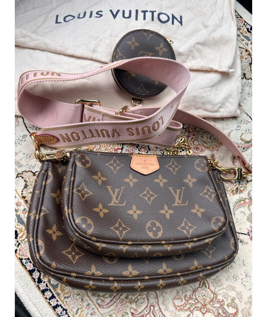 LOUIS VUITTON Коричневая кожаная сумка через плечо, фото 8