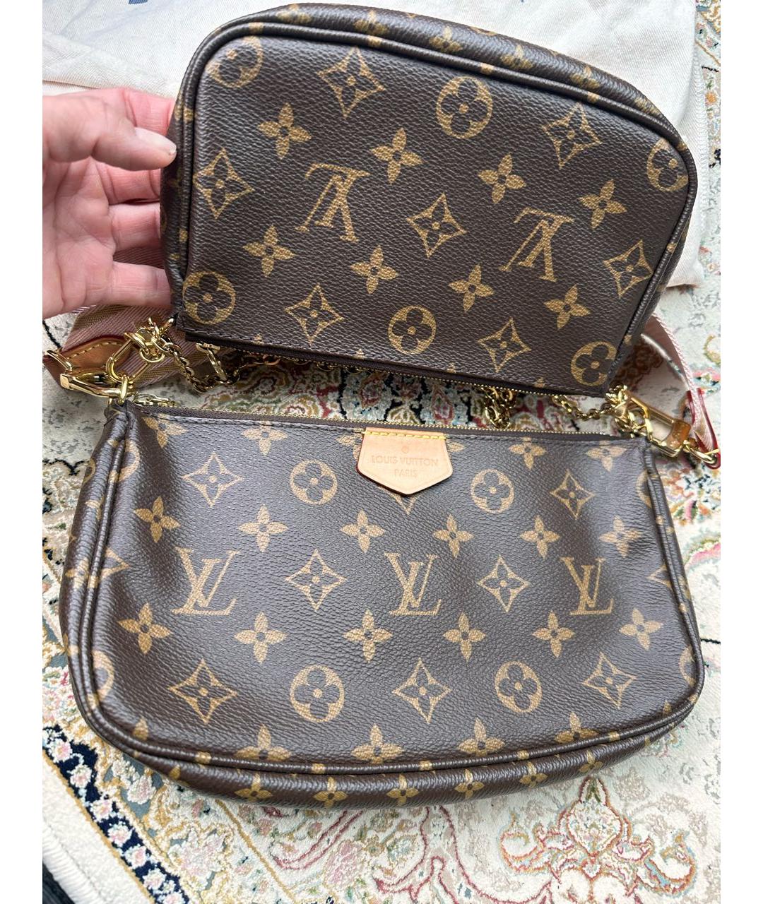 LOUIS VUITTON Коричневая кожаная сумка через плечо, фото 4