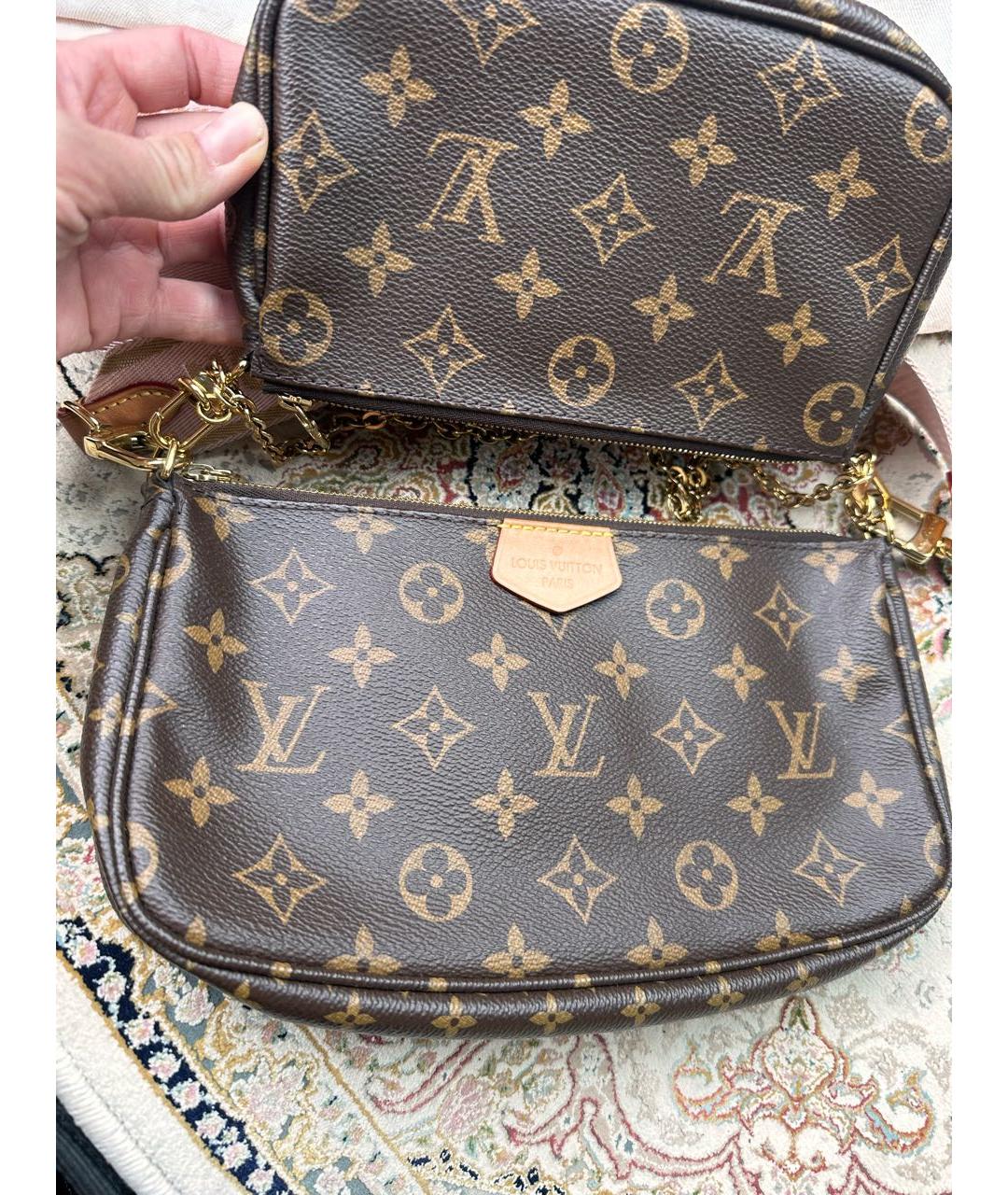 LOUIS VUITTON Коричневая кожаная сумка через плечо, фото 3